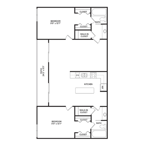 2 bedroom apartment floor plans in East Lansing, MI near Michigan State University | West Village